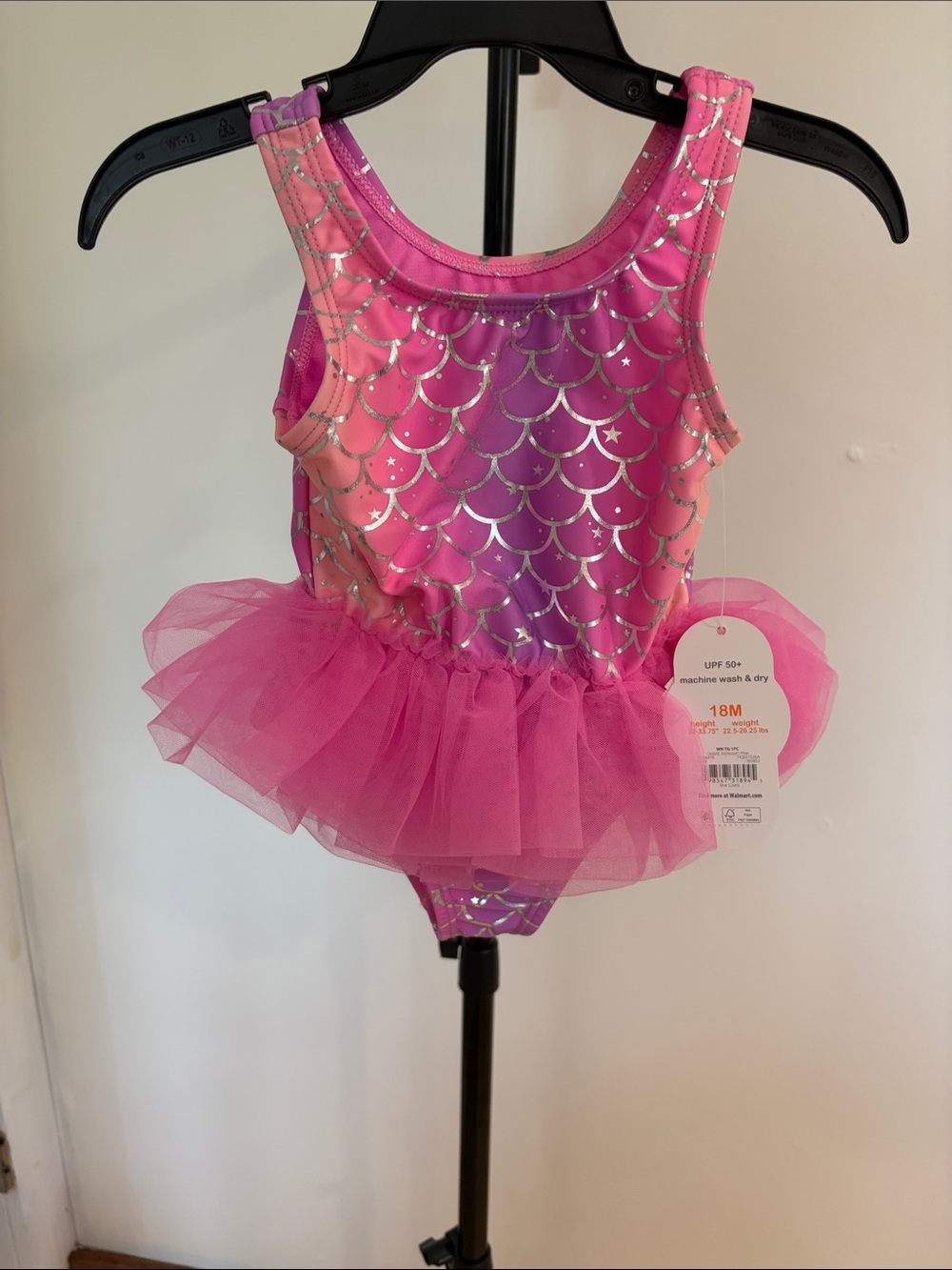 Girls Pink Mermaid Tutu One-Piece Swimsuit 18 Months NWT
